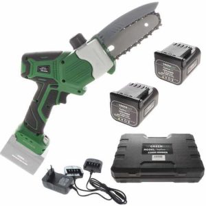 Elektrische Akku-Astkettensäge GreenBay TopSaw 5C – mit 2 Akkus 16,8 V – 2 Ah Elektrische Akku-Astkettensäge GreenBay TopSaw 5C – mit 2 Akkus 16,8 V – 2 Ah