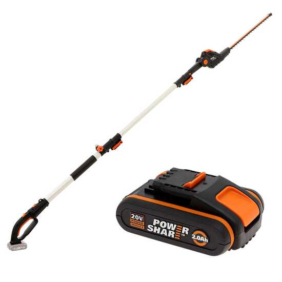 Elektrische Heckenschere mit Akku Worx WG252E - auf Teleskopschaft Akku 20V - Schwert 45 cm aus Stahl
