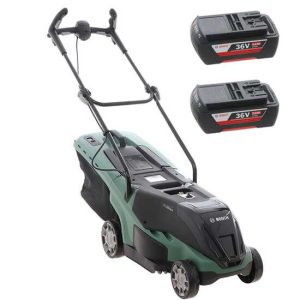 Elektrischer Rasenmäher mit 2 Akkus 2 Ah UniversalRotak 36-560 – Fangsack, 38 cm Elektrischer Rasenmäher mit 2 Akkus 2 Ah UniversalRotak 36-560 – Fangsack, 38 cm
