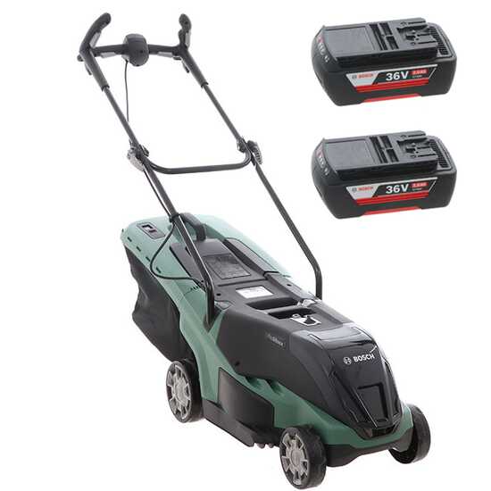 Elektrischer Rasenmäher mit 2 Akkus 2 Ah UniversalRotak 36-560 - Fangsack, 38 cm