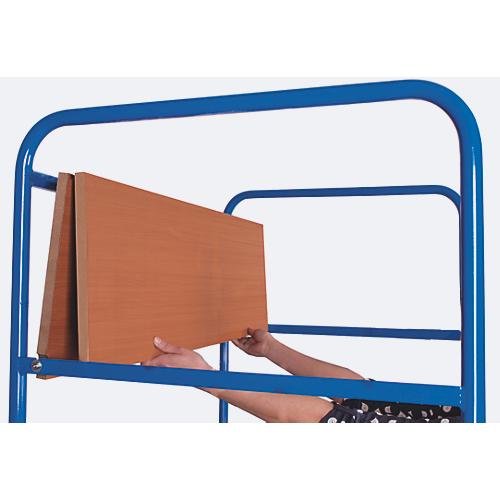 Etagenwagen, Stahl/MDF-Platte, Enzianblau/Buche-Dekor, 4 Etagen, 975 x 700 mm, EasySTOP, bis 500 kg