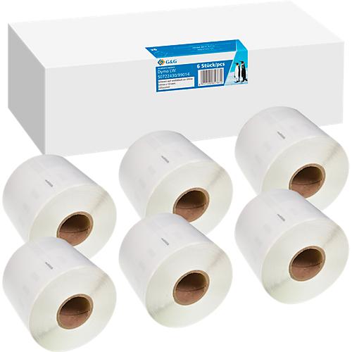 Etiketten G&G, kompatibel zu Dymo 99014/S0722430, 6x220 Stück, ablösbar, B 101 x H 54 mm weiß