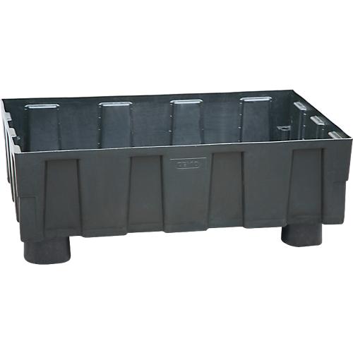 EURO-Auffangwanne 250/2 CEMO, Polyethylen, mit 4 Füßen, mit Zulassung, B 1205 x T 805 x H 430 mm, ohne Gitterrost