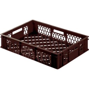 Euro Box Bäcker-Kasten, lebensmittelecht, Inhalt 25,3 L, durchbrochene Version, braun Euro Box Bäcker-Kasten, lebensmittelecht, Inhalt 25,3 L, durchbrochene Version, braun