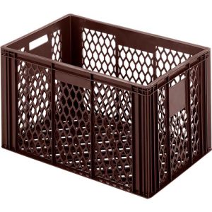 Euro Box Bäcker-Kasten, lebensmittelecht, Inhalt 79,8 L, durchbrochene Version, braun Euro Box Bäcker-Kasten, lebensmittelecht, Inhalt 79,8 L, durchbrochene Version, braun
