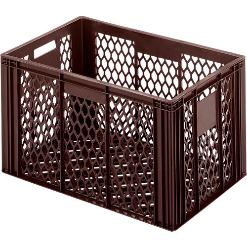 Euro Box Bäcker-Kasten, lebensmittelecht, Inhalt 79,8 L, durchbrochene Version, braun