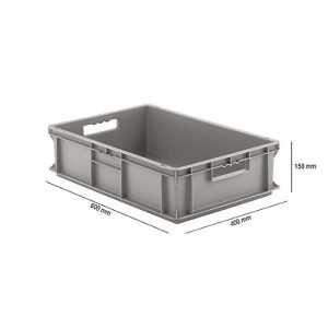 Euro Box Serie EF 6150, aus PP, Inhalt 29,4 L, geschlossene Wände, grau, Durchfassgriff Euro Box Serie EF 6150, aus PP, Inhalt 29,4 L, geschlossene Wände, grau, Durchfassgriff