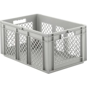 Euro Box Serie EF 6281, aus PP, Inhalt 56,6 L, durchbrochene Wände, grau, Durchfassgriff Euro Box Serie EF 6281, aus PP, Inhalt 56,6 L, durchbrochene Wände, grau, Durchfassgriff