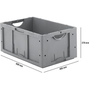 Euro Box Serie LTB 6270, aus PP, Inhalt 51,4 L, ohne Deckel, grau Euro Box Serie LTB 6270, aus PP, Inhalt 51,4 L, ohne Deckel, grau