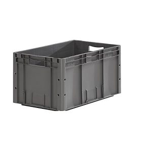 Euro Box SSI Schäfer Serie LTF 6320, Volumen 62,7 l, bis 30 kg, Durchfassgriff, L 600 x B 400 mm, Blauer Engel, Recycling-PP, eisengrau