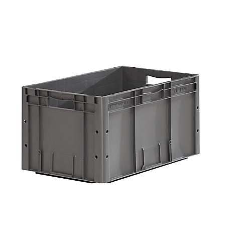 Euro Box SSI Schäfer Serie LTF 6320, Volumen 62,7 l, bis 30 kg, Durchfassgriff, L 600 x B 400 mm, Blauer Engel, Recycling-PP, eisengrau