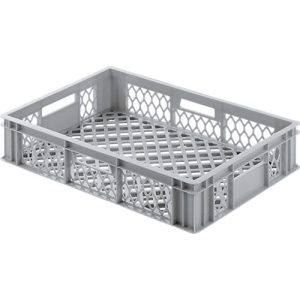 Eurobox Gläserkasten, Inhalt 25,3 l, durchbrochene Version, Durchfassgriffe, lebensmittelecht, stapelbar, HDPE, grau