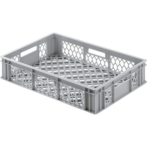 Eurobox Gläserkasten, Inhalt 25,3 l, durchbrochene Version, Durchfassgriffe, lebensmittelecht, stapelbar, HDPE, grau
