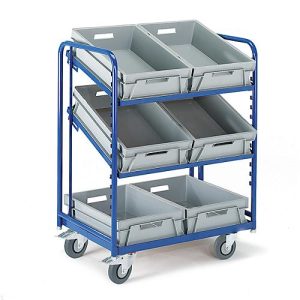 Eurokastenwagen mit offenem Rahmen und 6 Kästen, 820 x 620 mm