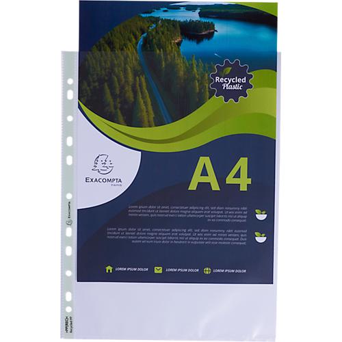 Exacompta Prospekthüllen Forever, für DIN A4, Recycling-Polypropylen, 60µ, genarbt, transparent, 100 Stück