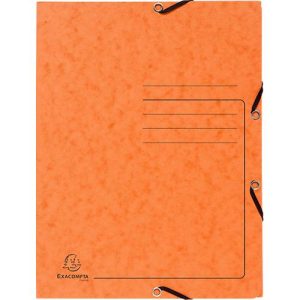 Exacompta Sammelmappe, DIN A4, mit Gummizug, 3 Klappen, beschriftbar, Colorspan-Karton, 355 g/m², orange