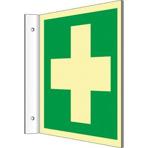 Fahnenschild mit Erste Hilfe-Symbol Fahnenschild mit Erste Hilfe-Symbol