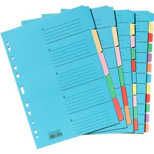 Farbiges Kartonregister, einzeln, Überbreite, 10 Fächer Farbiges Kartonregister, einzeln, Überbreite, 10 Fächer