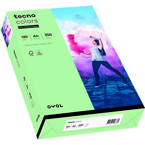 Farbiges Kopierpapier tecno colors, DIN A4, 120 g/m², mittelgrün, 1 Paket = 250 Blatt