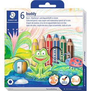 Farbstift Staedtler Buddy, 3 in 1, Kartonetui, 6 sortierte Farben + Spitzer Farbstift Staedtler Buddy, 3 in 1, Kartonetui, 6 sortierte Farben + Spitzer