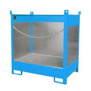 Fass-Stapelpalette Bauer FSP-2 G, Spritzschutzwand 3-seitig, Kap. 2 x 200 l Fass, blau Fass-Stapelpalette Bauer FSP-2 G, Spritzschutzwand 3-seitig, Kap. 2 x 200 l Fass, blau