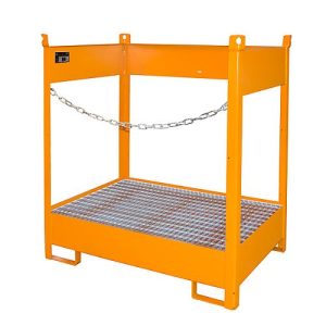 Fass-Stapelpalette Bauer FSP-2, seitlich offen, für 2 x 200 l Fass, orange Fass-Stapelpalette Bauer FSP-2, seitlich offen, für 2 x 200 l Fass, orange