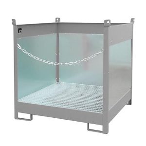 Fass-Stapelpalette Bauer FSP-4 G, Spritzschutzwand 3-seitig, Kap. 4 x 200 l Fässer, grau Fass-Stapelpalette Bauer FSP-4 G, Spritzschutzwand 3-seitig, Kap. 4 x 200 l Fässer, grau