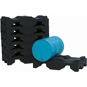 Fasspalette für asecos PE-Auffangwannen und PE-Gefahrstoffepots, Polyethylen, B 1300 x T 790 x H 300 mm, für 2 x 200-L-Fass Fasspalette für asecos PE-Auffangwannen und PE-Gefahrstoffepots, Polyethylen, B 1300 x T 790 x H 300 mm, für 2 x 200-L-Fass