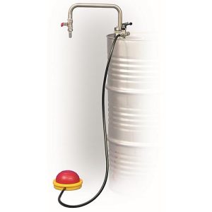Fasspumpe, 20 l/min, Eintauchtiefe 950 mm, Fußbetrieb mit Auslaufbogen, für hochreine Flüssigkeiten, Lösemittel Fasspumpe, 20 l/min, Eintauchtiefe 950 mm, Fußbetrieb mit Auslaufbogen, für hochreine Flüssigkeiten, Lösemittel