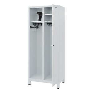 Feuerwehrspind C+P Evolo Kombi, 2 Abteile für 1 Person, mit Helmhalter, Füße, B 800 x T 500 x H 1950 mm, RAL 7035 Lichtgrau Feuerwehrspind C+P Evolo Kombi, 2 Abteile für 1 Person, mit Helmhalter, Füße, B 800 x T 500 x H 1950 mm, RAL 7035 Lichtgrau