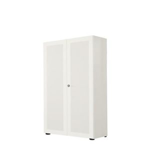 Flügeltürenschrank, 2-türig, Akustikfront, 800 x 1930 mm, 5 OH, weiß