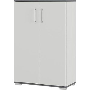 Flügeltürenschrank Profi 2.0, aus Holz, 3 Fächer in OH, B 800 x T 400 x H 1230 mm, lichtgrau/graphit Flügeltürenschrank Profi 2.0, aus Holz, 3 Fächer in OH, B 800 x T 400 x H 1230 mm, lichtgrau/graphit