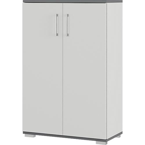 Flügeltürenschrank Profi 2.0, aus Holz, 3 Fächer in OH, B 800 x T 400 x H 1230 mm, lichtgrau/graphit