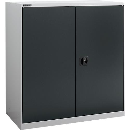 Flügeltürenschrank Schäfer Shop Select MS-i 12409, Stahlblech, B 950 x T 400 x H 1215 mm, 3 OH, Weißaluminium/Anthrazitgrau, bis 150 kg