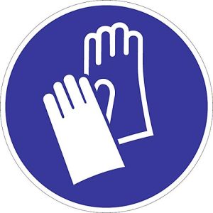 Folie ‚Schutzhandschuhe benutzen‘
