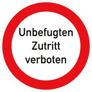 Folie ‚Unbefugten Zutritt verboten‘, 5 Stück