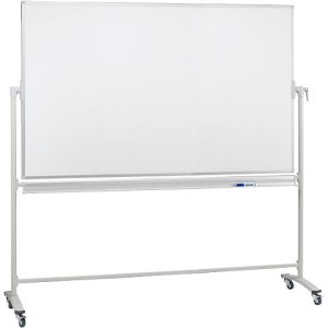 Franken Mobile Drehtafel, 360° schwenkbar, beidseitig beschreibbar, mit Stativ und Rollen, B 1800 x H 1200 mm, lackiert weiß