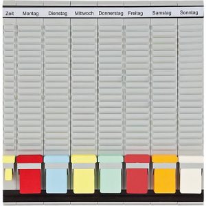 FRANKEN T-Kartentafel 7-Tage Wochenplaner, 47,4 x 49 cm, 7 Träger + 1 Index, 20 Schlitze, PV1020 FRANKEN T-Kartentafel 7-Tage Wochenplaner, 47,4 x 49 cm, 7 Träger + 1 Index, 20 Schlitze, PV1020