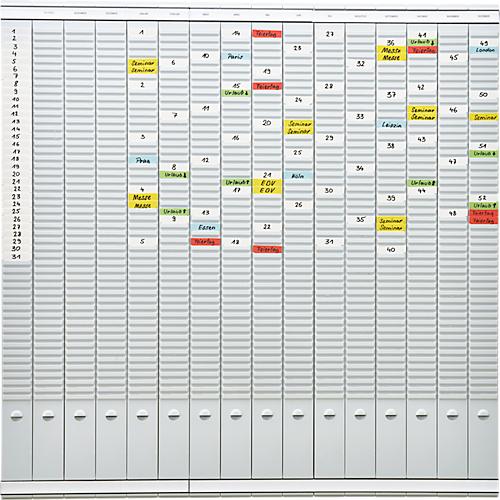 FRANKEN T-Kartentafel Jahresplaner für 15 Monate plus Index, 100,8 x 100,8 cm, 16 Träger, 50 Schlitze, PV-SET5