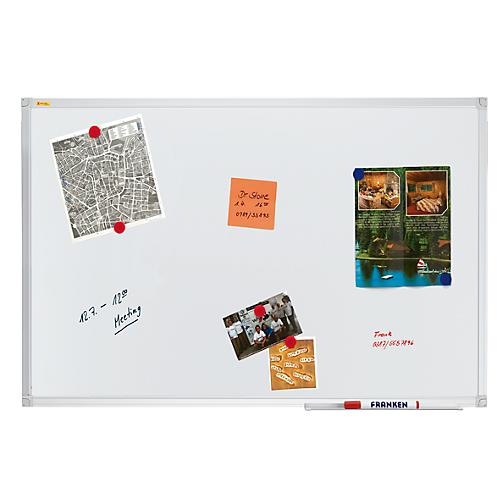 Franken Whiteboard X-tra!Line, Wandmontage im Hoch- & Querformat, Stahl weiß lackiert & Aluminiumrahmen, magnethaftend, Ablageschale, B 2400 x H 1200 mm