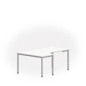 Freiformtisch NEVADA, B 1800 x T 1200/800 x H 740 mm, rund, weiß/alusilber Freiformtisch NEVADA, B 1800 x T 1200/800 x H 740 mm, rund, weiß/alusilber