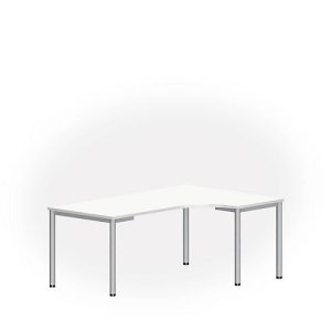Freiformtisch NEVADA, B 1800 x T 1200/800 x H 740 mm, rund, weiß/alusilber Freiformtisch NEVADA, B 1800 x T 1200/800 x H 740 mm, rund, weiß/alusilber