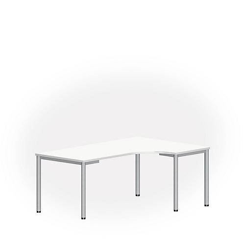 Freiformtisch NEVADA, B 1800 x T 1200/800 x H 740 mm, rund, weiß/alusilber