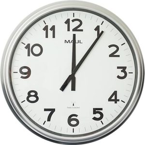 Funk Wanduhr Maul MAULride, rund, extragroß, für Innenräume, arabische Zahlen, Minuten & Stundeneinheiten, ∅ 610 mm, Kunststoff & Mineralglas, silber-weiß-schwarz, inkl. Batterie Funk Wanduhr Maul MAULride, rund, extragroß, für Innenräume, arabische Zahlen, Minuten & Stundeneinheiten, ∅ 610 mm, Kunststoff & Mineralglas, silber-weiß-schwarz, inkl. Batterie