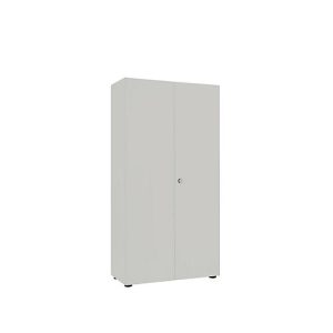 Garderobenschrank, 5 OH, 4 Fachböden, Mitteltrennwand & Kleiderstange, abschließbar, ohne Akustikfront, B 800 x T 450 x H 1930 mm, Spanplatte, silber Garderobenschrank, 5 OH, 4 Fachböden, Mitteltrennwand & Kleiderstange, abschließbar, ohne Akustikfront, B 800 x T 450 x H 1930 mm, Spanplatte, silber
