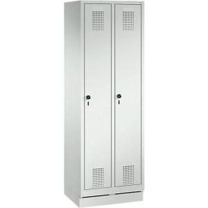 Garderobenspind Evolo S 3000, mit Sockel, 2 Abteile, Sicherheitsdrehriegelverschluss, lichtgrau RAL 7035/lichtgrau RAL 7035 Garderobenspind Evolo S 3000, mit Sockel, 2 Abteile, Sicherheitsdrehriegelverschluss, lichtgrau RAL 7035/lichtgrau RAL 7035