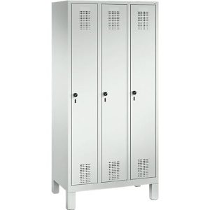 Garderobenspind Evolo S 3000, Stahl, 3 Abteile, Sicherheitsdrehriegelverschluss, lichtgrau RAL 7035/lichtgrau RAL 7035 Garderobenspind Evolo S 3000, Stahl, 3 Abteile, Sicherheitsdrehriegelverschluss, lichtgrau RAL 7035/lichtgrau RAL 7035