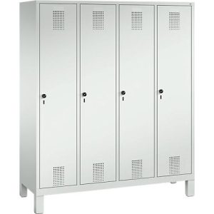Garderobenspind Evolo S 3000, Stahl, mit Füßen, 4 Abteile mit jeweils B 400 mm, Drehriegel, lichtgrau RAL 7035/lichtgrau RAL 7035 Garderobenspind Evolo S 3000, Stahl, mit Füßen, 4 Abteile mit jeweils B 400 mm, Drehriegel, lichtgrau RAL 7035/lichtgrau RAL 7035