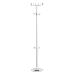 Garderobenständer Paperflow®, 12 Haken, mit Schirmhalter & Tropfmulde, B 350 x T 350 x H 1750 mm, Stahl, weiß-weiß Garderobenständer Paperflow®, 12 Haken, mit Schirmhalter & Tropfmulde, B 350 x T 350 x H 1750 mm, Stahl, weiß-weiß