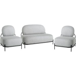 Garnitur ADMIRAL, 2 Sessel, 1 Sofa, 100 % Polyester, Stahlrohrgestell lackiert, grau Garnitur ADMIRAL, 2 Sessel, 1 Sofa, 100 % Polyester, Stahlrohrgestell lackiert, grau